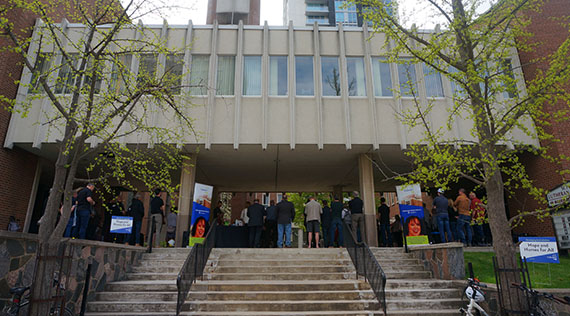 Crowd gathered at St. Peter's Church